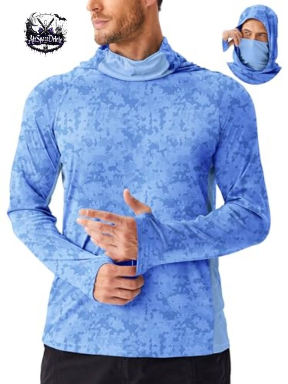 UPF 50+ Sun Hoodie Long Sleeve Fishing Shirt with Mask